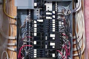 Exposed electrical wiring during panel upgrade