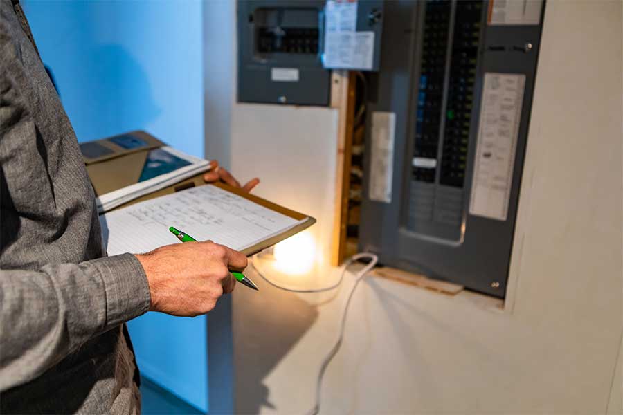 Professional electrician at work