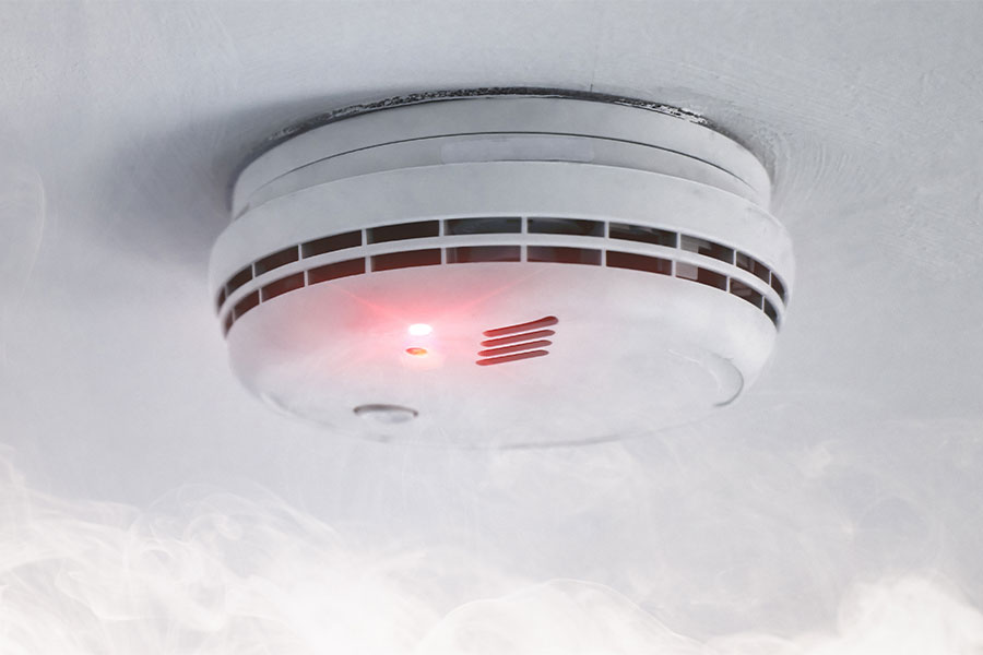 Completed electrical smoke detector installation